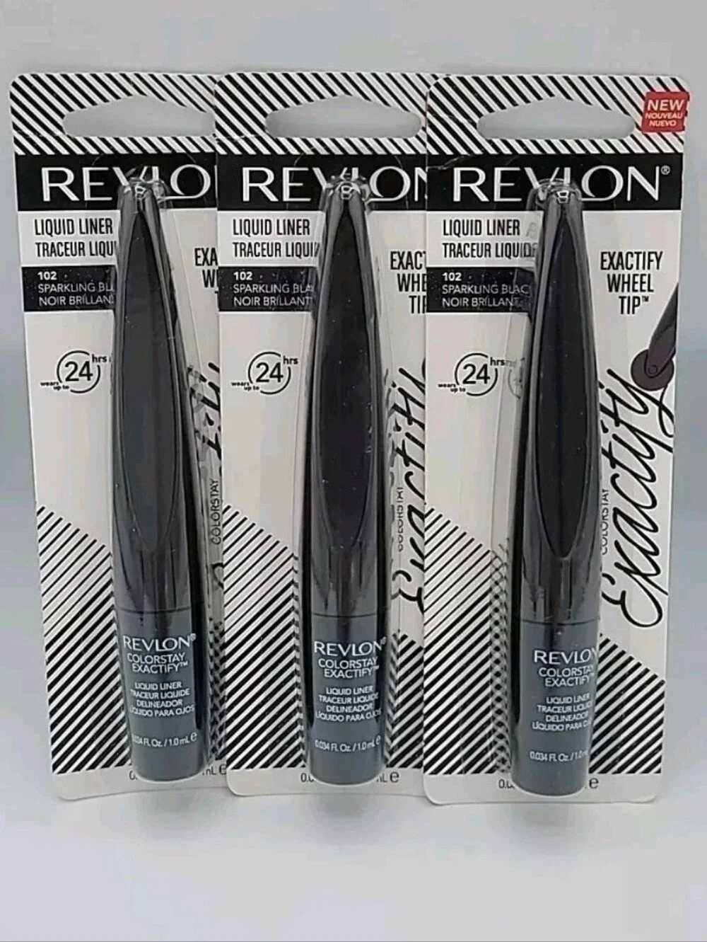 NWT 3x Revlon ColorStay Exactify Liquid Liner 102 Sparkling Black 0.03 fl oz Ea